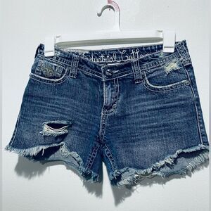 Industrial Cotton Denim Shorts Distress Blue Summer Beach Women’s 7 Y